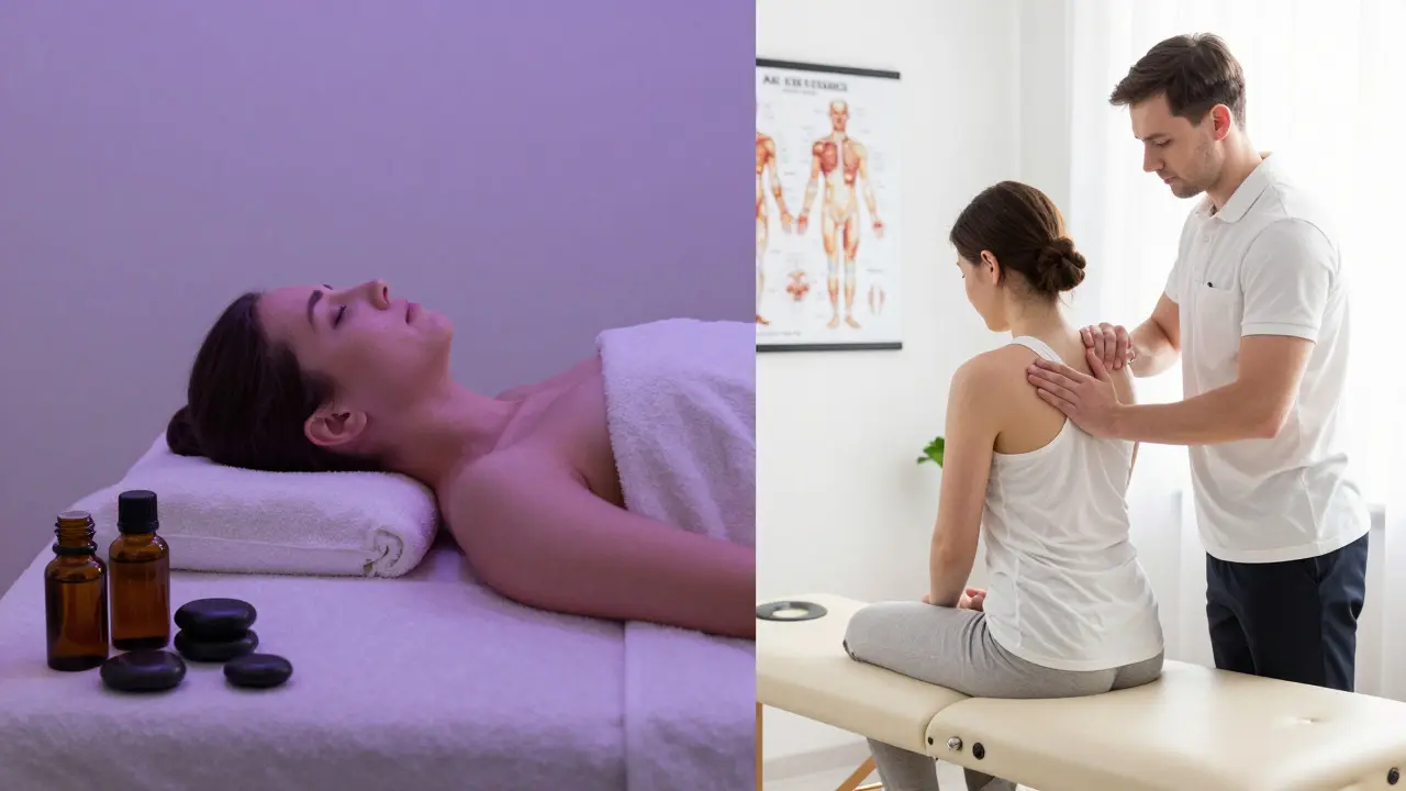 Porovnání relaxační lázeňské masáže a rehabilitační terapie